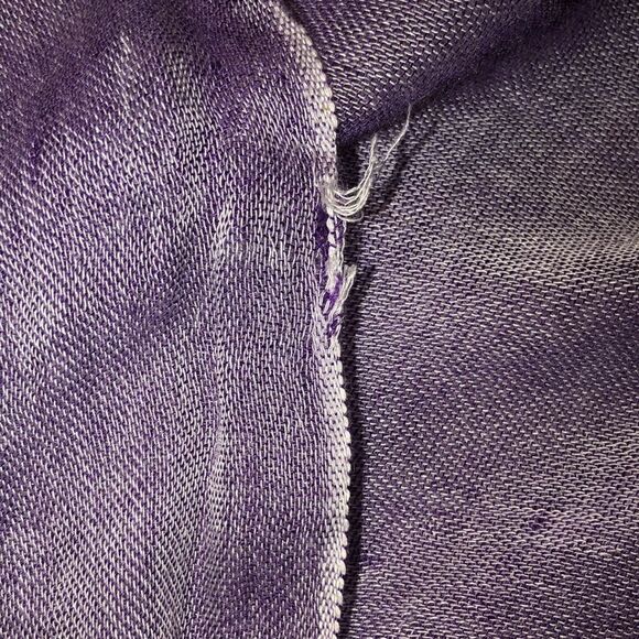 Light Sheer Purple Lavender White Raw Fringed Hem Long Scarf Wrap - Picture 13 of 13